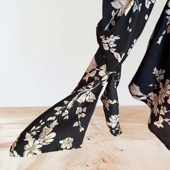 Free People Black Aries Floral Dress Sz S Open Back High Neck Mini Dress Tunic - Picture 11 of 14